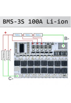 BMS 3S Li-ion 100A плата защиты с балансировкой
